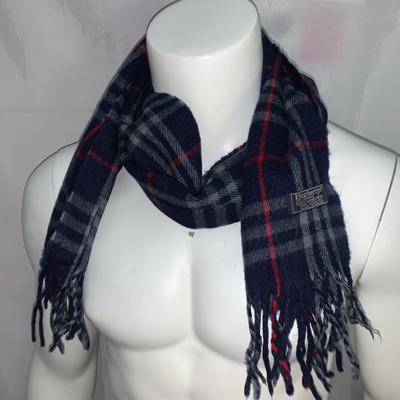 BURBERRY navy & red nova check LAMBSWOOL scarf - Picture 10 of 13